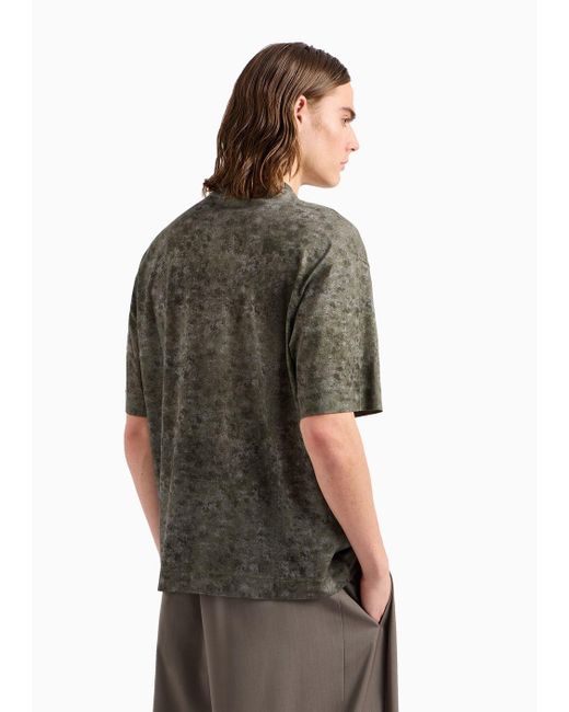 Emporio Armani Green Asv Oversized-fit T-shirt In A Lyocell-jersey Blend With A Camouflage Pattern for men
