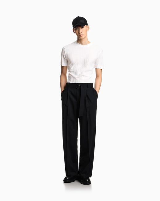 Emporio Armani White Us Exclusive Jacquard Jersey T-Shirt for men