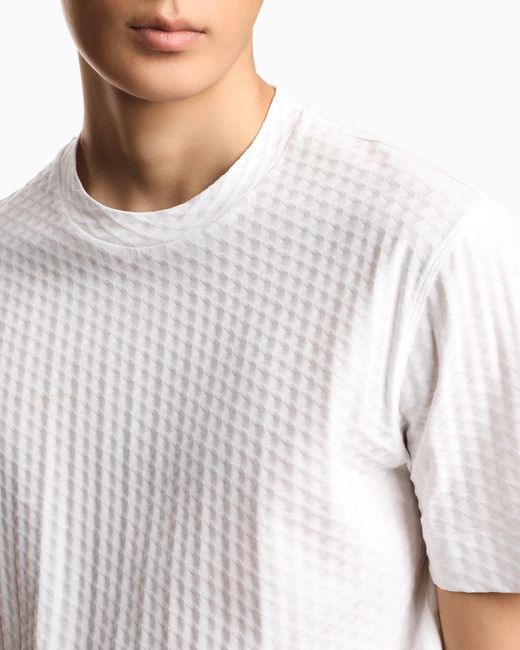 Emporio Armani White Us Exclusive Jacquard Jersey T-Shirt for men