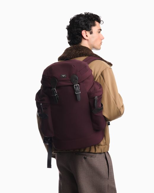 Emporio Armani Purple Backpack With Side Pockets And A Top Flap With Metal Buckles for men