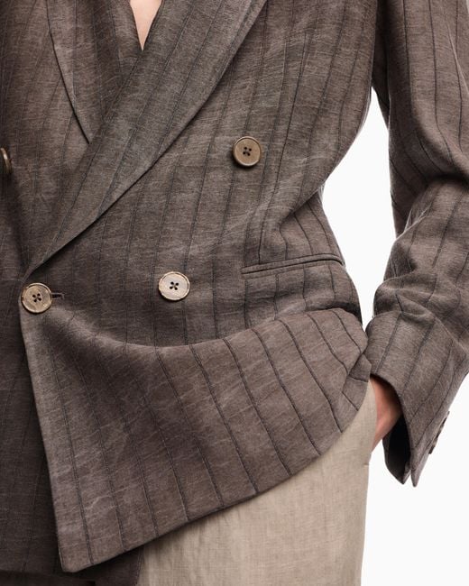 Emporio Armani Brown Double-Breasted Jacket for men
