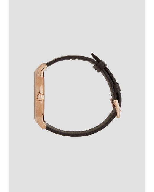 Orologio con cassa in acciaio e indici placcati oro rosa cinturino in pelle  coccoEmporio Armani in Pelle da Uomo colore Nero | Lyst