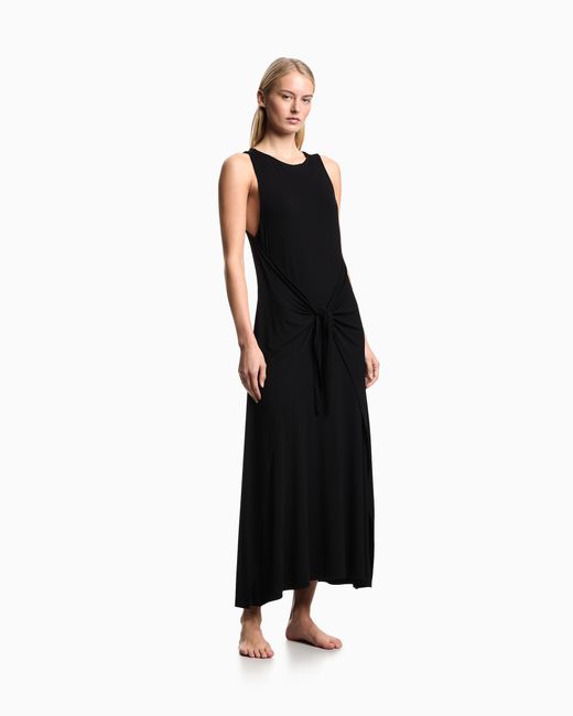 Emporio Armani Black Jersey Long Beachwear Dress