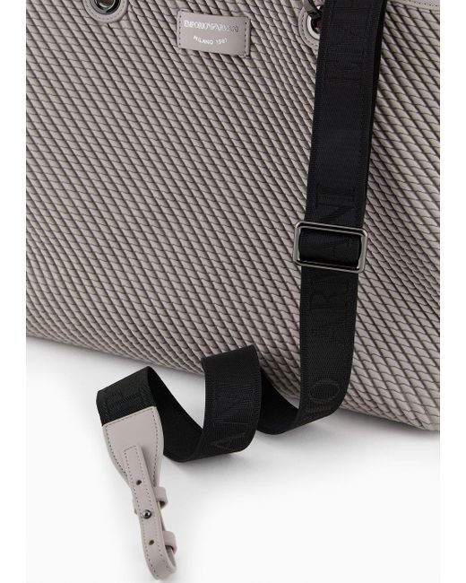 Emporio Armani Gray Embossed Nappa Leather-effect Medium Myea Shopper Bag