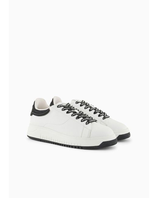 Sneakers En Cuir Avec Dos En Caoutchouc Emporio Armani en coloris White
