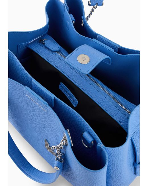 Emporio Armani Blue Palmellato Leather-effect Shopper Bag With Eagle Charm