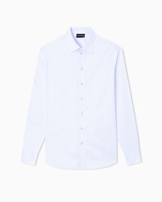 Emporio Armani White Cotton Poplin Shirt for men