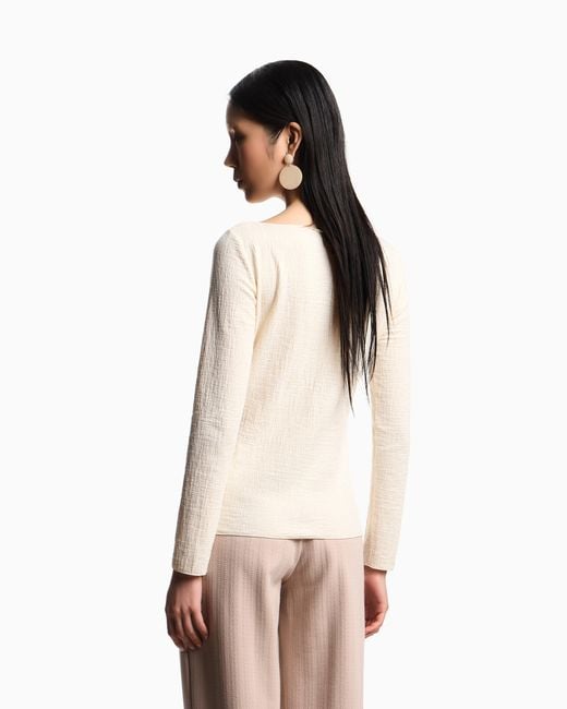 Emporio Armani White Boat Neck Jumper