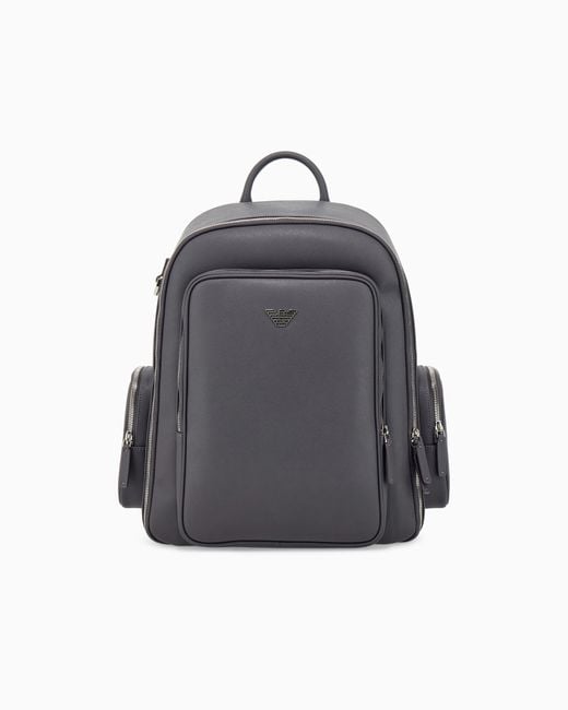 Emporio Armani Gray Backpack With A Metallic Logo And-Tone Zips for men