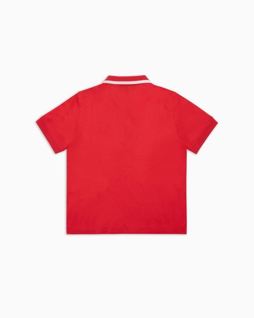 Emporio Armani Red Asv Lyocell Blend Jersey Polo Shirt With Logo Embroidery for men
