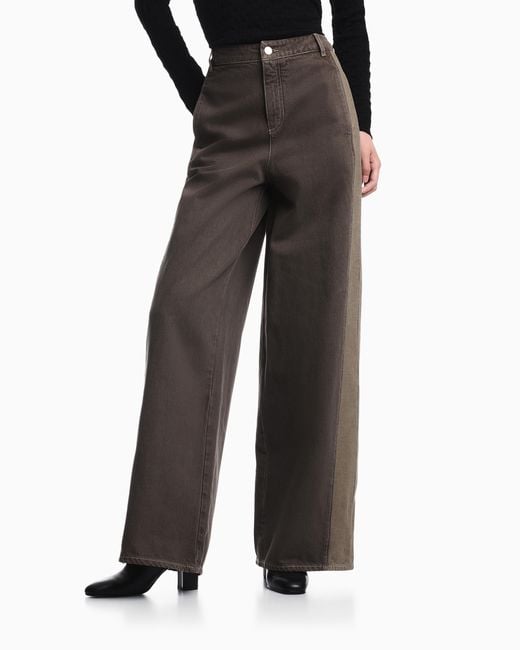 Emporio Armani Green Five-Pocket Wide-Leg Denim Pants With Relaxed Fit