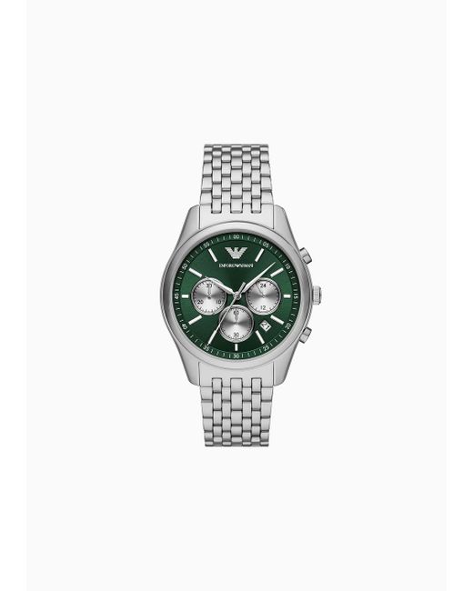 Emporio Armani Metallic Chronograph Stainless Steel Watch for men