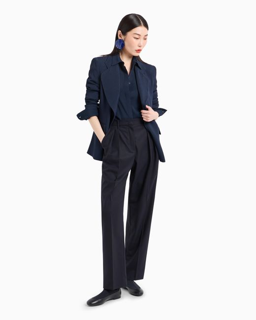 Emporio Armani Blue Icon Canneté Cady Blazer