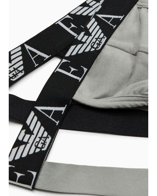 Emporio Armani Black Two-pack Of Jockstraps With Bold Monogram Logo for men