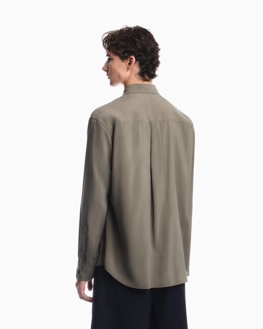 Emporio Armani Green Viscose Long-Sleeve Shirt With A Chest Pocket for men