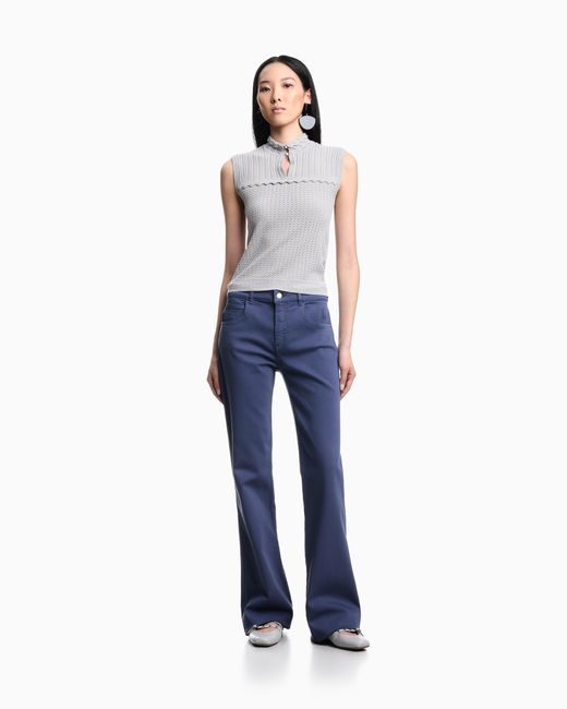Vaqueros J9D De Cintura Media Con Bajo Acampanado En Mezcla De Viscosa Teñida En Prenda Emporio Armani de color Blue