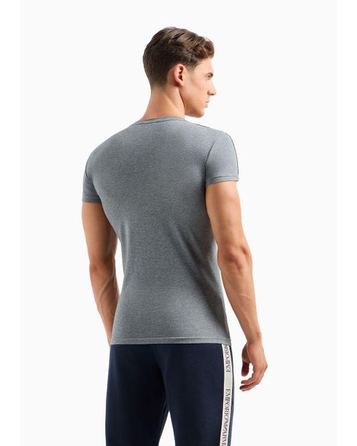 Emporio Armani Gray Asv Slim-fit Organic Cotton Logo Band Loungewear T-shirt for men