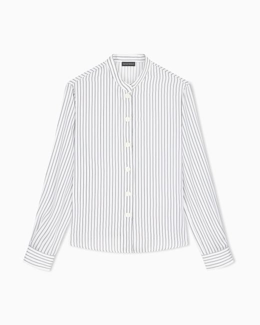 Emporio Armani White Striped Jacquard Shirt