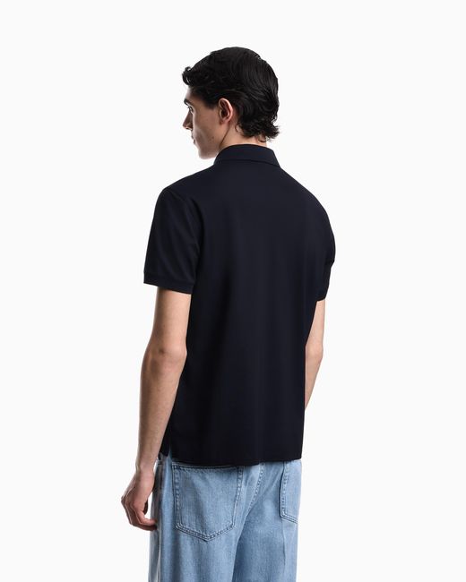 Emporio Armani Blue Jersey Polo Shirt With Embossed Ea Logo Embroidery for men