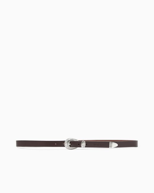 Emporio Armani White Leather Belt With Embossed Buckle for men