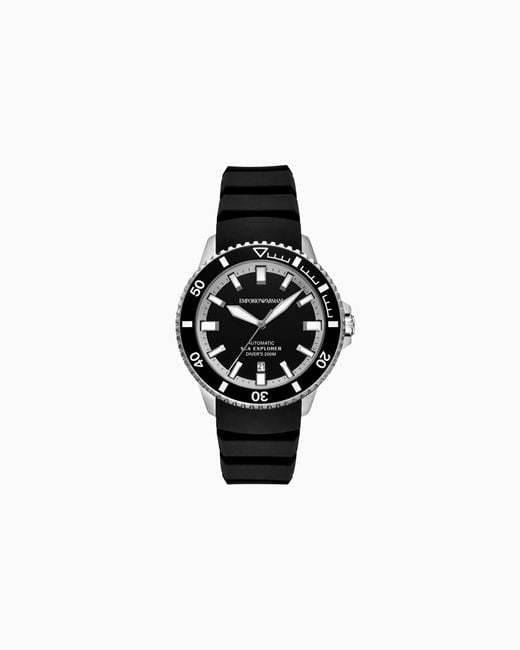 Emporio Armani Black Sea Explorer Automatic Silicone Watch for men