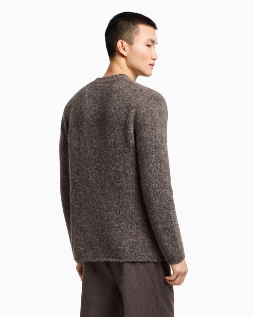 Emporio Armani Gray Decrease Stockinette Stitch Alpaca-Blend Jumper for men