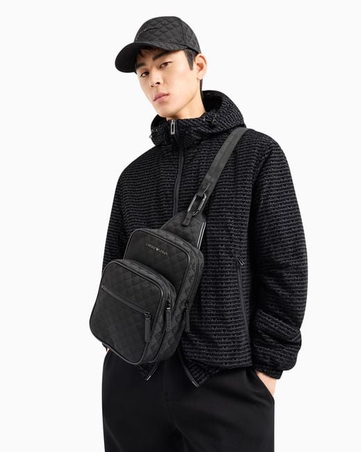 Emporio Armani Black One Shoulder Backpack for men