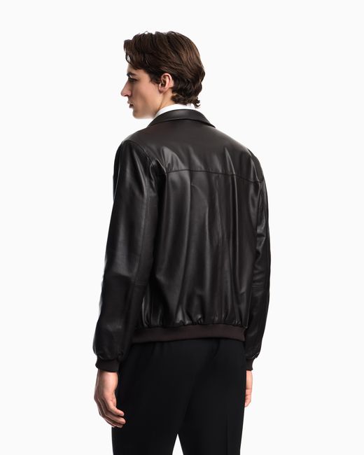 Emporio Armani Black Glove-Like Nappa Lambskin Blouson for men