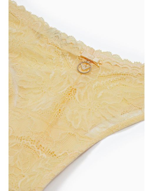 Emporio Armani Yellow Asv Brazilian Slip Eternal Lace Aus Recycelter Spitze