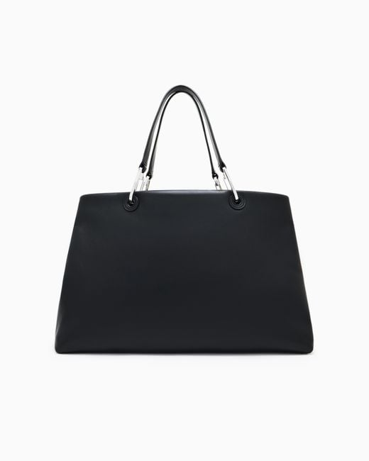 Emporio Armani Black Nappa Bag With Double Handle And Inner Zip Pouch