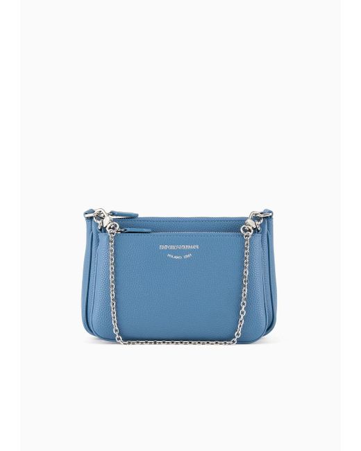 Emporio Armani Blue Deer-print Double Mini Bag With Shoulder Strap