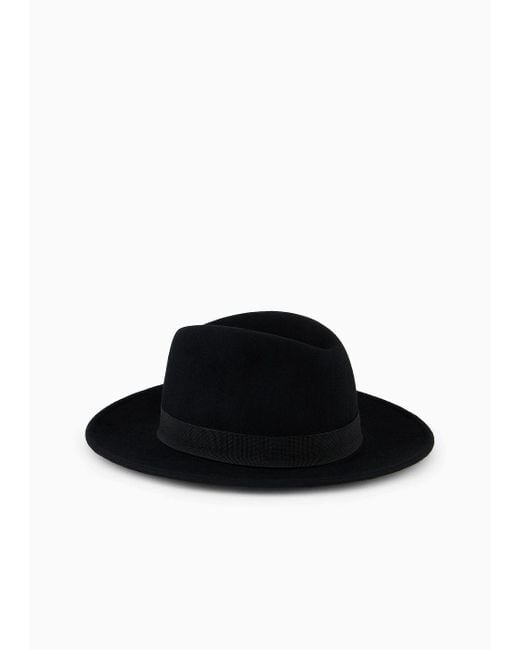 Cappello Fedora In Feltro di Emporio Armani in Black da Uomo