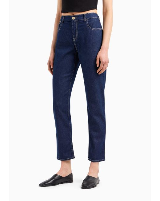 Emporio Armani Blue J36 Mid-rise, Straight-leg, Rinse-denim Jeans