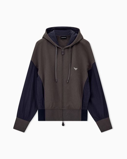 Emporio Armani Blue French Terry Jersey Zip-Up Hoodie Hong Kong Capsule Collection for men