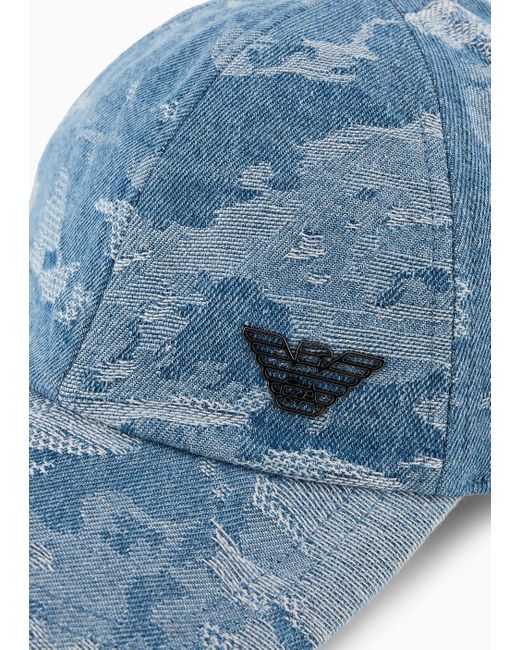 Emporio Armani Baseballcap Aus Camouflage-denim in Blue für Herren