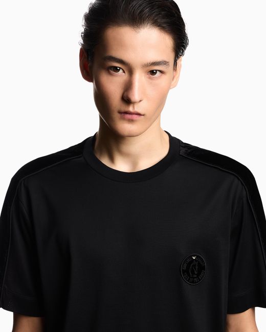 Emporio Armani Black Lunar New Year Lyocell Blend Jersey T-Shirt With Patch And Tape for men