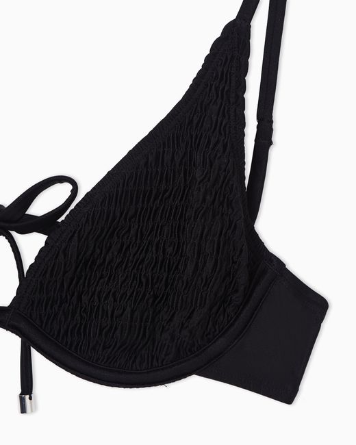 Emporio Armani Black Lycra Smocked Triangle Bikini