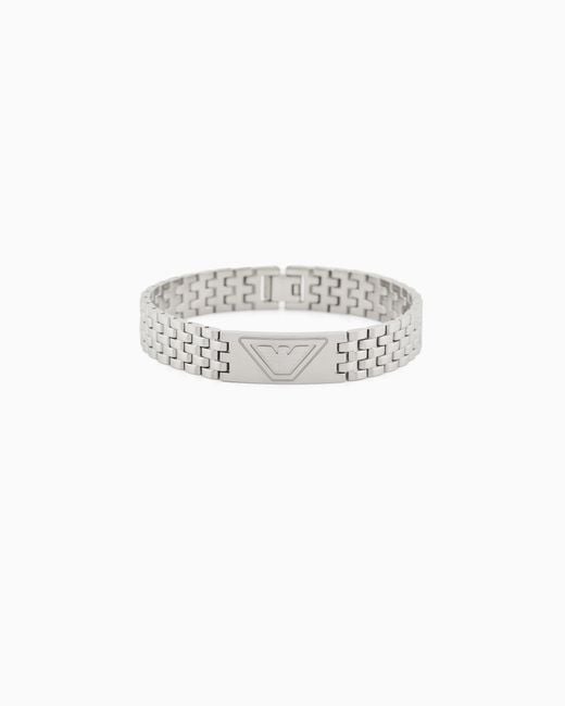 Emporio Armani White Stainless Steel Id Bracelet for men