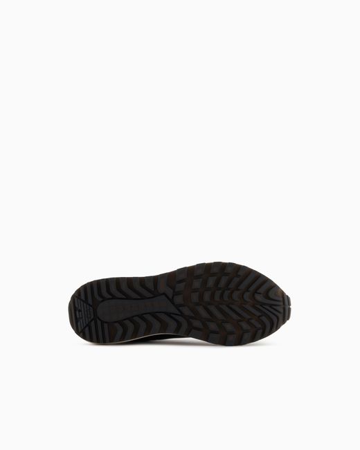 Emporio Armani Black Leather Sneakers With Thermoformed Details for men