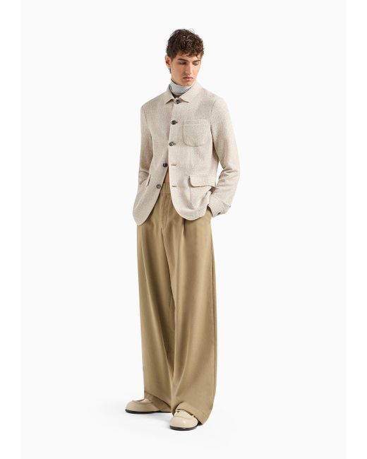 Pantalones Con Cintura Elástica Y Pinzas En Tejido Efecto Sirsaca Emporio Armani de hombre de color Natural