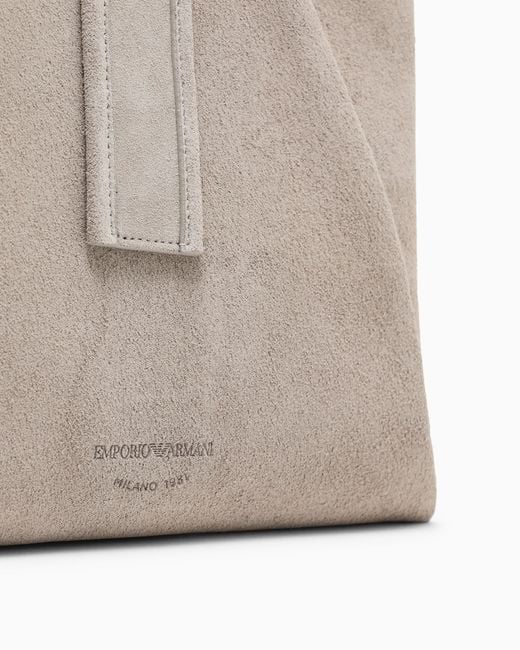 Emporio Armani Natural Suede Shoulder Bag With An Adjustable Strap And Metal Studs