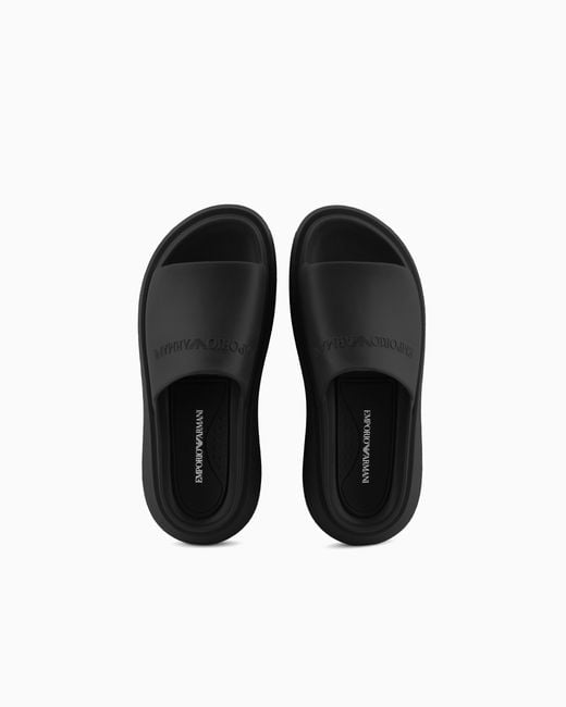 Emporio Armani White Monobloc Sandals With Logo for men