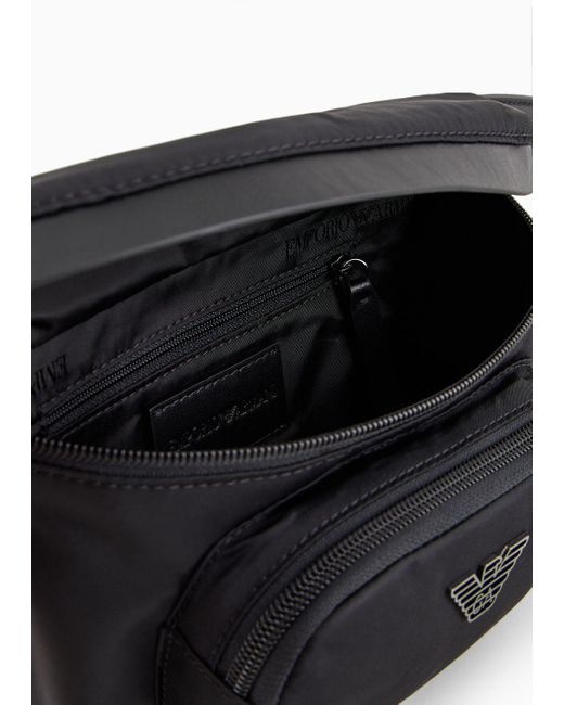 Emporio Armani Black Armani Sustainability Values Recycled Nylon Belt Bag for men