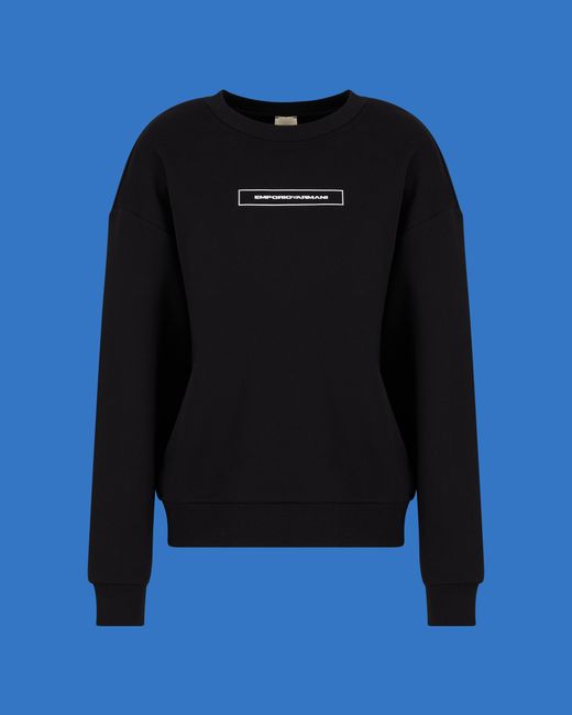Emporio Armani Blue Asv Capsule Collection Organic-Jersey Sweatshirt With Embroidery And Print