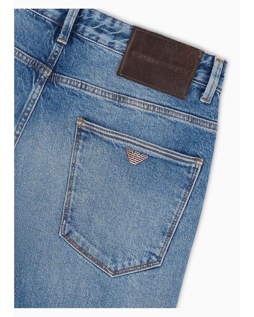 Jeans J06 Slim Fit In Denim 12,2 Oz Stone Wash Con Venature di Emporio Armani in Blue da Uomo