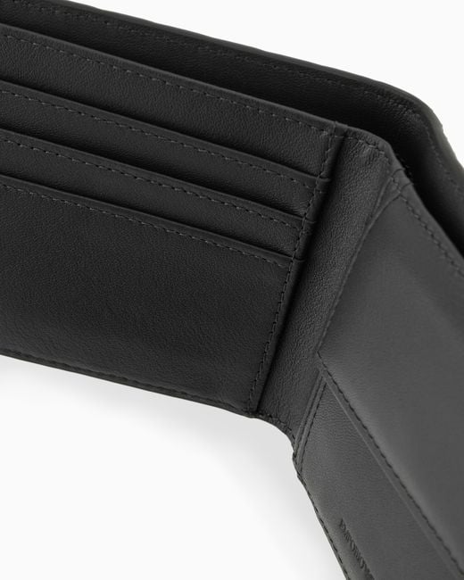 Cartera Con Monedero De Piel Con Motivo Integral En Relieve Emporio Armani de hombre de color Black