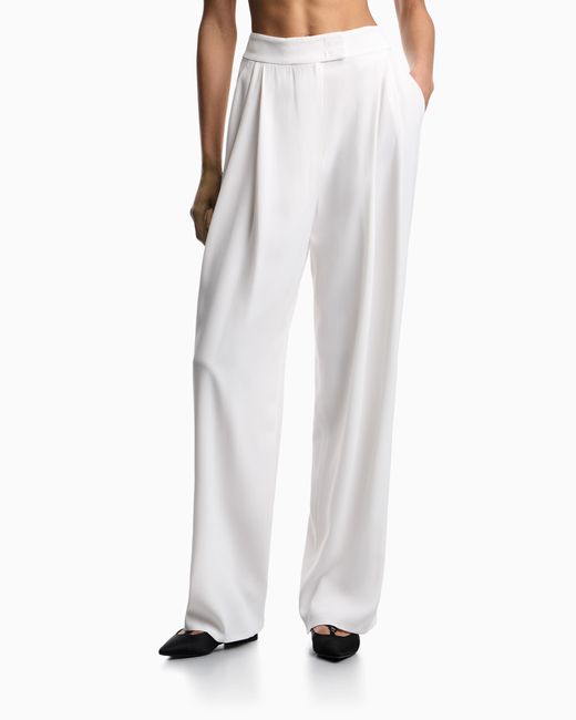 Emporio Armani White Wide Leg Trousers