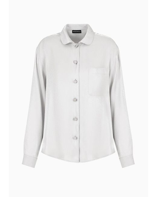 Emporio Armani White Shirt In Trilobal Fabric With Patch Pocket