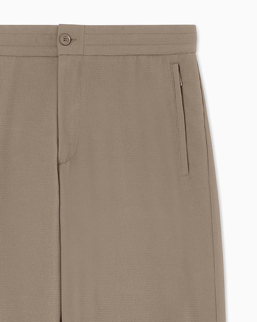 Emporio Armani Brown Icon 3D Piqué-Effect Crêpe Jersey Trousers for men