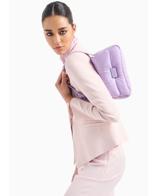 Emporio Armani Purple Baguette Shoulder Bag In Puffy Nappa Leather
